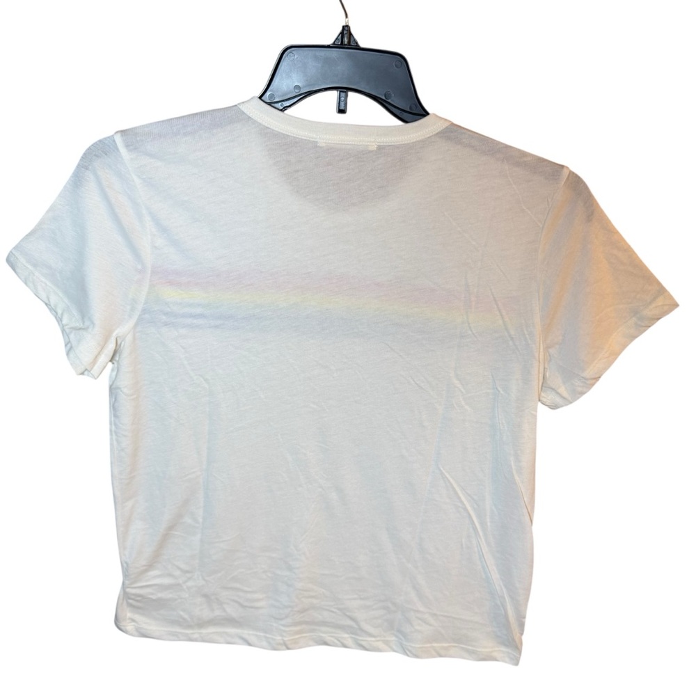 Marine Layer White Rainbow Stripe Graphic Cotton Blend Tee Women's XL - Picture 5 of 9